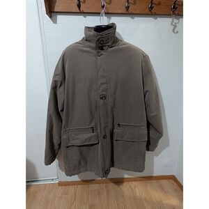 John Henry Taupe Field Jacket XL Dark Academia‎ Fleece Lined Utility Coat